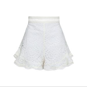 Zimmermann Fluted Broderie Anglaise Cotton Shorts